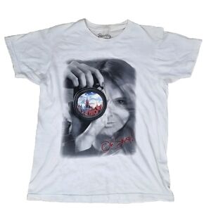 White vintage 90s "Oh Snap!" graphic tee w unique back print Men's Tshirt size M